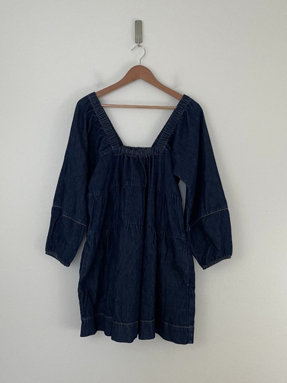 Free People Lou Jean Cotton Denim Babydoll Mini Dress Size Small